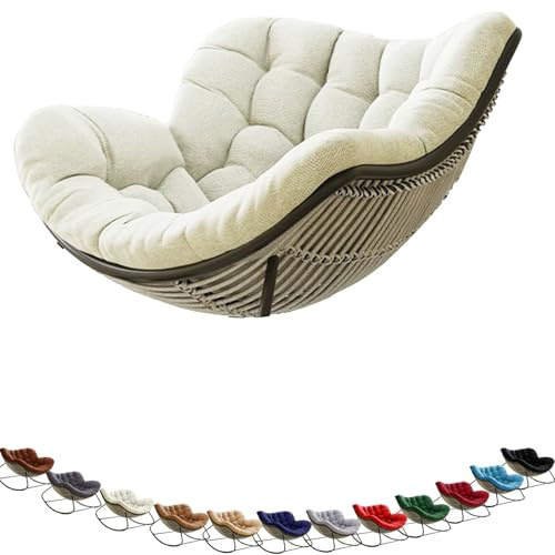 MCNDSI Schaukelstuhl Auflage wasserdicht Rattan Wohnzimmer, Bequemer Schaukelsessel Kissen Outdoor Indoor, Papasansessel Kissen Auflage Doppelt Für Garten, Terrasse(F3)