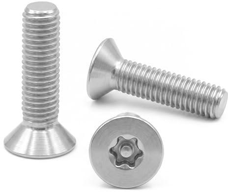Vite di sicurezza M5x16 mm, a testa svasata piana TORX (TX) con perno, in acciaio inox A2, DIN 7991 / ISO 10642, (20 pcs)