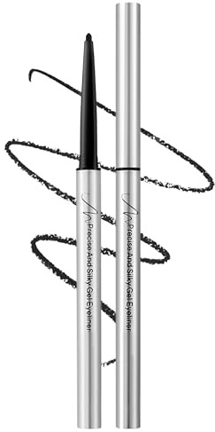 Erinde Schwarzer Gel Eyeliner, Wasserfest und Langanhaltender Kajalstift, Black Soft & Silky Eye Liner, Hochpigmentiert Augen Make up, Wischfest, Präziser Lidstrich, Vegane, Geeignet für Anfänger #01