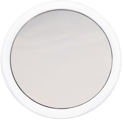 Homoyoyo Espejo de Maquillaje con Aumento 20x, Plástico y Vidrio, Blanco | Ventosa, Portátil y Ligero, Diseño Compacto de 100mm, Uso en Baño y Dormitorio