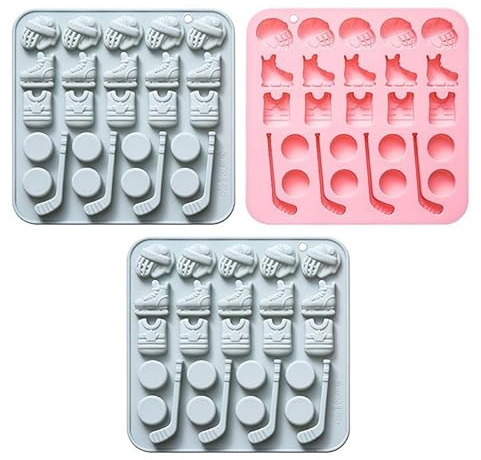 Silicone Chocolate Mould 3 Stück Hockey Form Silikon Kuchen Backwerkzeuge Schokolade Dessert Form Blau Rosa