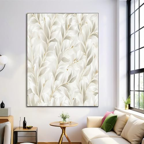 Cuadros Beige De Arte De Pared De Elegante Hoja De Sauce, Impresiones En Lienzo De Estética Vegetal Lienzo Imagen Cuadros Para La Decoracion Salon Dormitorio 30X40Cm Sin Marco