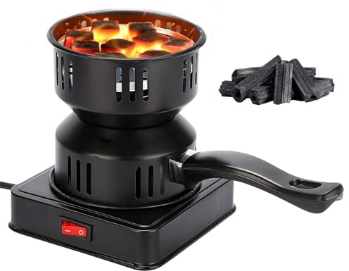 Encendedor de carbón eléctrico, 500 W, parrilla eléctrica de carbón, encendedor de carbón, encendedor de carbón, encendedor con cable largo y asa, para carbón de coco, hogar, camping, cocina
