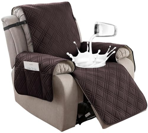 Fansu Funda de Sillón Relax de Impermeable 1 Plaza, Funda Cubre sofá Sillón Relax Reclinable, Sofá Protector para niños, Mascotas, Perros, Gatos (Chocolate,M: 71cm)