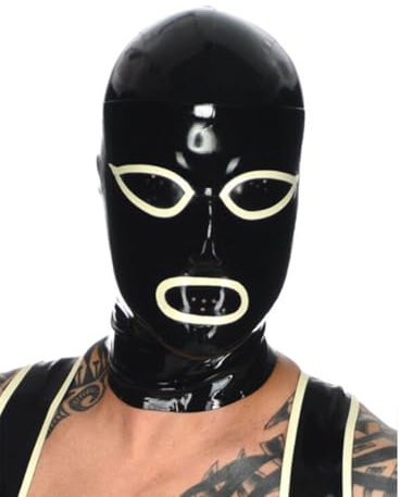 LBUZHOY Látex Cabeza Cubrir Hecho a Mano Látex Máscara de Cabeza Capucha de Goma Seguro No Tóxico para Unisex Cremallera Trasera(Size:L-68CM)