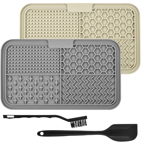 BASVII 2 PCS Tappetino Leccare Cane e Gatti con Ventose,25x15 cm,Lick Mat per Cani