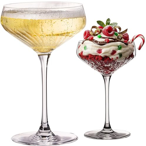 IMPERIAL glass geriffelte Cocktailschalen 2er Set – Coupe Gläser transparent aus Crystalline Glas 270ml London Spülmaschinenfest