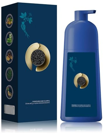 Qiweitang Black Hair Dye Shampoo, Qiweitang Haarfärbeshampoo, Tönungsshampoo gegen Graue Haare, Natürliche Schwarze Haarfärbeshampoo, Sofort Haarfarben Shampoo für Männer und Frauen, 500ml