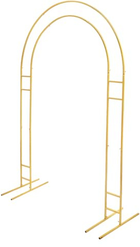 Arco per matrimonio, struttura in metallo dorato, doppio tubo, 150 x 60 x 220 cm, supporto ad arco per matrimonio, arco per palloncini