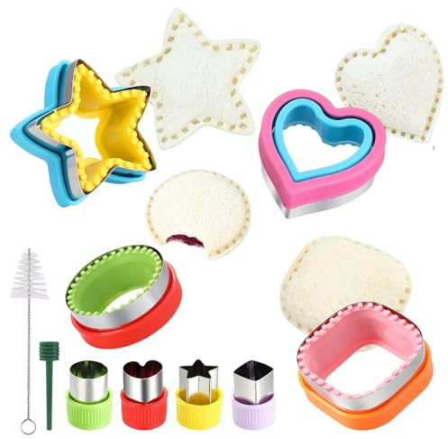 Satiskid 10 cortadores de sándwich, cortadores de galletas, cortador de frutas de verduras de acero inoxidable, moldes de varias formas, cortador de formas de alimentos, herramientas de hornear para