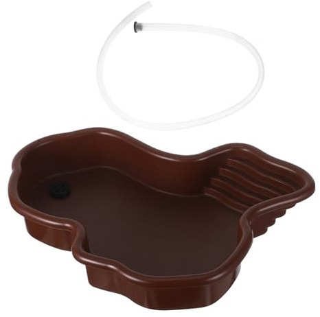 DIYEAH Bassin pour Tortue avec Rampe et Plateforme de Repos Piscine de Bain pour Reptiles et Amphibiens Abreuvoir pour Terrarium