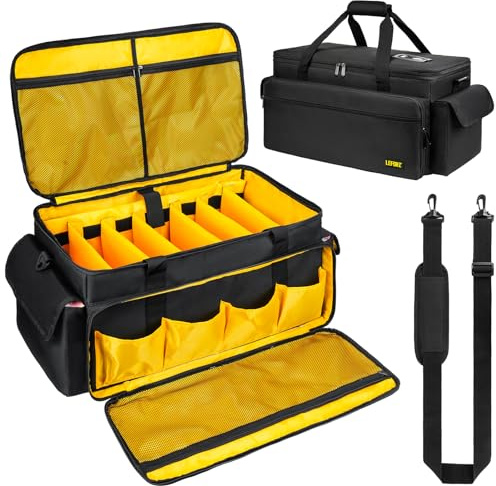 Große DJ-Equipment-Tasche mit 6 herausnehmbaren Trennwänden,Kabeltasche mit Fächern für Laptop und Mikrofon,Reise-Organizer-Tasche für DJ-Equipment,Musiker,Profis und DJ-Zubehör (55 x 30 x 28 cm)