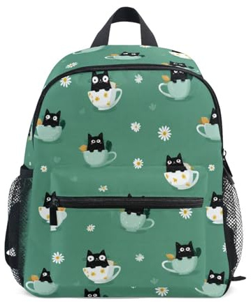 Kcldeci Sac à dos pour tout-petits filles garçons tasse à thé chat animal domestique maternelle primaire enfants école maternelle sac à livres S-M, multicolore, M, Sac à dos daypack