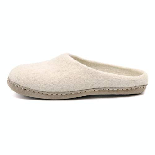 Nootkas Felted Merino Wool 'Astoria' House Slipper (Oatmeal/Tan, W: 7.5-8 / M: 5-5.5)