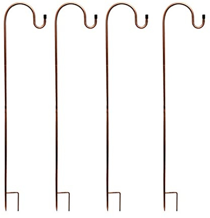 4 Stück Garten Schäferhaken Metall Gartenstab mit haken Laternenstab Hakenhalter Abnehmbar metallstangen, Für Laternen Weihnachtsbeleuchtung Solarleuchten Windspiel Vogelkäfige Blumenkörbe 80cm
