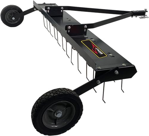 Brinly 48 Tow Behind Grass Dethatcher, Removes Thatch on Large Lawns in Less Time - Matte Black