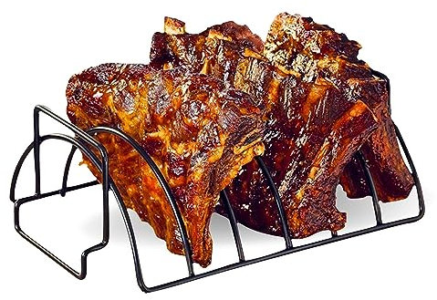 Kyto Sparerib Halter Rippchen Halter Spareribs Halter Grill Steaks Fleisch Gemüse Halter Schwarz Black Stahl