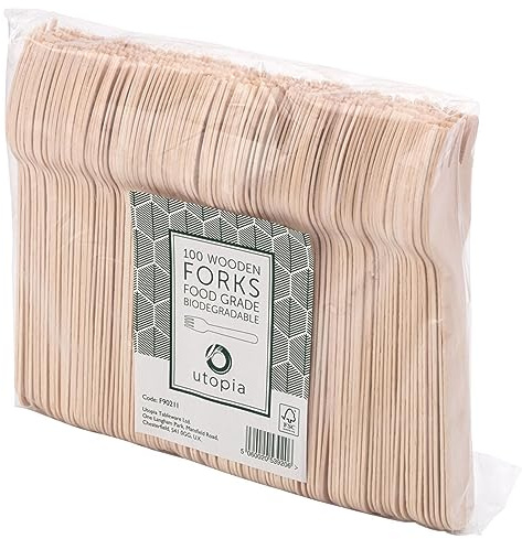 Utopia Tenedor de madera de abedul de 16 cm, F90211-000000-B01010, paquete de 1000