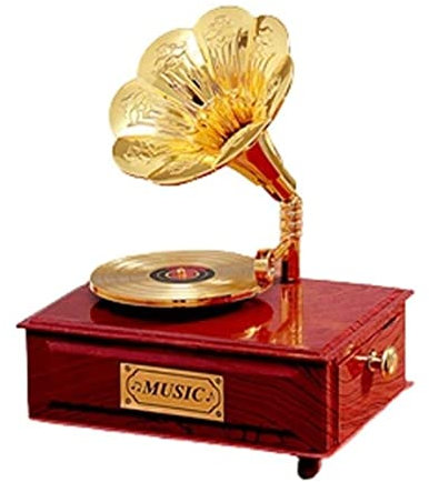 Spieldose Spieluhr Musikdose Kunststoff-Plattenspieler Spieluhr Schmuckaufbewahrung Spieluhr Für Dekoration Geburtstag Weihnachten Spieluhren Musikdosen ( Color : Brown , Size : 11*7.3*14.5cm )