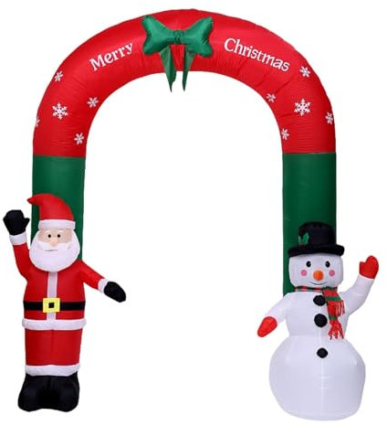 MagiDeal Arco Inflable navideño de 10,1 pies con Luces, decoración de Papá Noel y muñeco de Nieve, UE 220 V para decoración de Patio de Invierno, Lindo