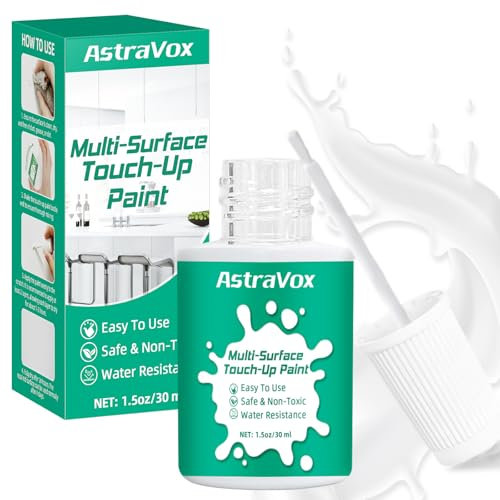AstraVox pittura per piastrelle bagno,vernice ritocco bianca multisuperficie per piastrelle, mobili, elettrodomestici, bagni, Riparare i graffi, impermeabile, facile da usare (semi-lucida)