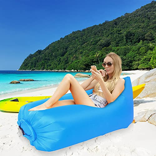 Gohytal Inflatable Sofa Lounger, Lazy Air Sofa, Inflatable Couch Air Lounger Mattress Bed for Swim, Camping, Beach, Hiking, Park, Backyard, Pool, Picnics (Blue)