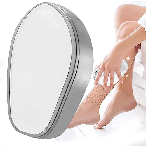 Épilateur en cristal,Hoelg Gomme Epilatoire Nano Epilateur Cristal, Outil D'épilation Portable pour Les Jambes, Les Bras et le Dos (Argenté)