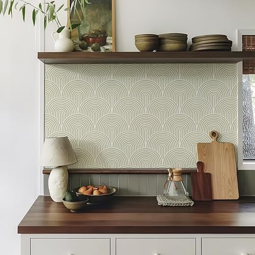 Alwayspon - Pegatinas adhesivas para azulejos, 20 piezas de 15 cm / 6 pulgadas de color verde salvia, autoadhesivas, para adherir a azulejos, ideales para baño y cocina, protector antisalpicaduras