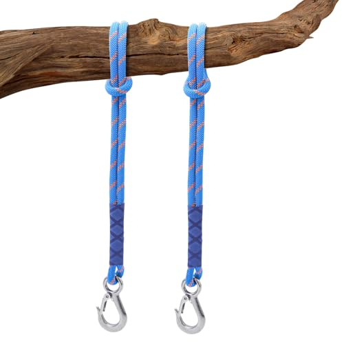 Piuluvor® 2 Stück Schaukel Befestigung Seil 0,6 m Schaukel Hängematte Hängesessel Aufhängung Blau Schaukelaufhängung Baum mit Karabiner Schaukelbefestigung für Innen- und Außenbereich