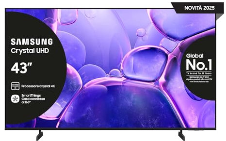 Samsung Crystal UHD 4K Smart TV 43'' UE43U8090FUXZT, Crystal 4K Processor, HDR, Smart Experience, OTS Lite & Adaptive Sound, Metal Stream Design, 2025