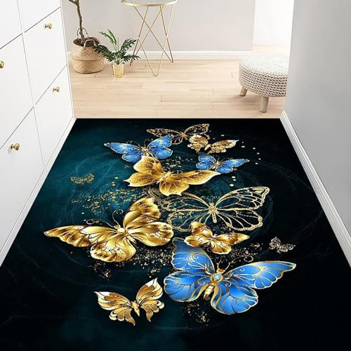 3D Tiere Schmetterlinge Blumen Teppich Für Schlafzimmer Kinderzimmer Wohnzimmer Im Freien Balkon Terrasse, Matten Für Küche Modern Dünne Kinderteppiche 90 X 150 cm - Leicht Z -78381287557