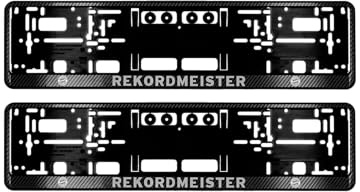 FC Bayern München Kennzeichenhalter Rekordmeister I 2er-Set (Schwarz) I Für Kfz & Fahrradträger mit Rekordmeister Schriftzug I 13,2 x 52,4 cm I Offiziell lizenziert