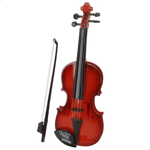 ColorBaby Bontempi - Violino elettronico per bambini, 40 cm, con fiocco, 9 melodie integrate, pulsanti per il controllo della musica, design realistico, in legno, giocattolo musicale da 3 anni (39219)