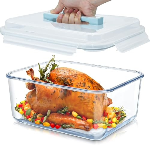 6 L Große Glas-Aufbewahrungsbehälter mit Deckel – 26 Tassen XL Marinier- und Lebensmittelbehälter, luftdicht, gefriergeeignet – Große Vorratsdose für Hähnchen, Truthahn, Melone oder Partygerichte