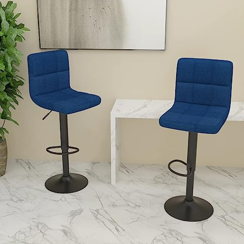 Tonture Barhocker 2 STK. Blau Stoff, Höhenverstellbar mit Fußstütze, 360° Drehbar, Moderner Design Barstuhl für Küche und Esszimmer, Belastbar bis 110 kg