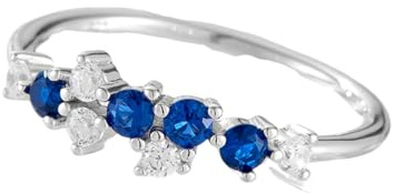 Ayoiow Vorsteckring Weißgold 585 für Damen, Laborsaphir und Moissanit Cluster Trauringe Gold Weißgold 585, 14 Karat Größe 51 (16.2)
