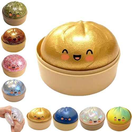 TKGEOUE Dumplings Squishy, Squishiest Dumplings with Steamer Box, Mystery Dumplings, Non-Edible, Stressabbau-Spielzeug Squishy für Erwachsene Ideal als Partygeschenk oder Goodie Bag (A9)