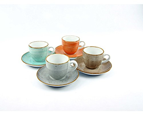 Creatable, 17724, Serie Vintage Nature, 8-teiliges Geschirrset, Espresso Set aus Porzellan, spülmaschinen- und mikrowellengeeignet, Made in Europe