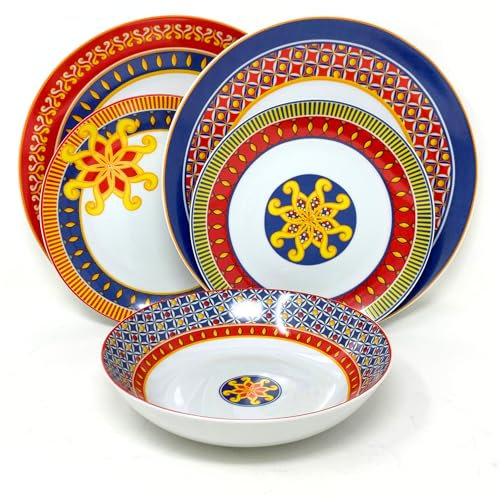 NAMAI - Servizio Piatti 6 Persone - Piatti Porcellana - Adatti in Lavastoviglie e Microonde - Piatti Colorati - Set Piatti 18 Pezzi - Set Piatti 6 Persone - Piatti Particolari