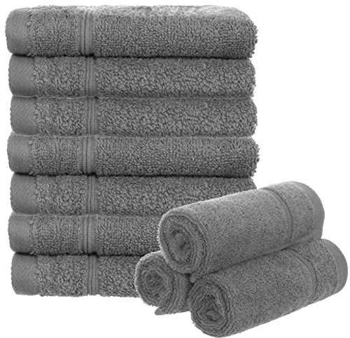 Brandsseller 10er Set Seiftuch 30 x 30 cm Waschlappen Frottier Seiflappen Gästehandtuch mit Aufhänger Baumwolle 470 g/m² Bad Haushalt - Hellgrau
