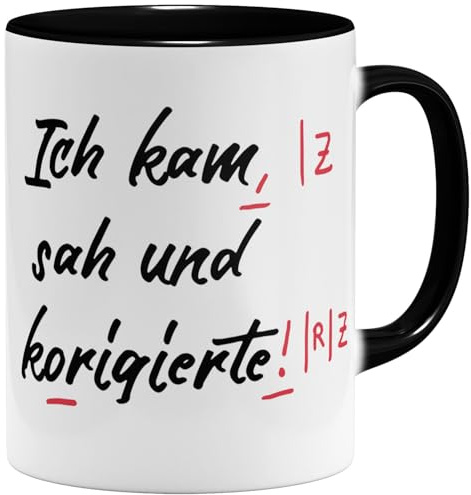 OM3® lustige Lehrer Kaffee-Tasse mit Spruch - Lehrergeschenk Spruchtasse Lehramt Studenten - Keramik Becher - 11oz 325ml - Beidseitig Bedruckt - Schwarz