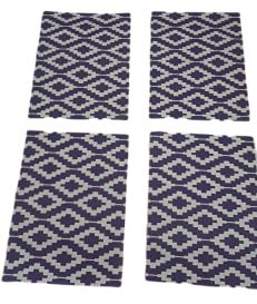 Juego, Set 4 Tapetes 46x33 cm, Manteles de Mesa Individuales, Tapetes Individuales Kit 4PCS, Tapete Color Blanco y Violeta, Tapete Comedor 46x33 cm 4UDS