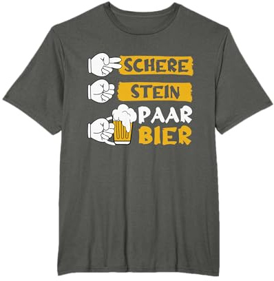 Bier Saufen Party Feiern Biertrinker Schere Stein Paar Bier T-Shirt