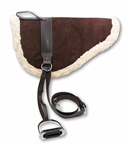 AMKA Leder Bareback Pad aus Wildleder mit Riemen, Steigbügel und Haltegriff BRAUN
