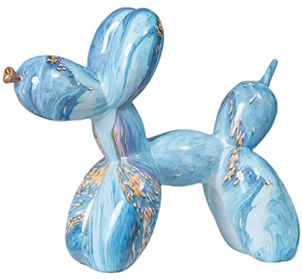 Tubayia Harz Ballon Hund Hündchen Statue Dekofigur Graffiti Skulpturen Tischdeko Wohnzimmer Dekoration (Blau)