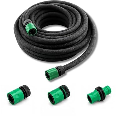 15m Soaker Garden Hose Pipe Comes with Connectors Drip Water Hose Easy to Use Plant Watering Device Irrigation Hosepipes Automatic Gardening Hedge Lawn Irrigator System UK