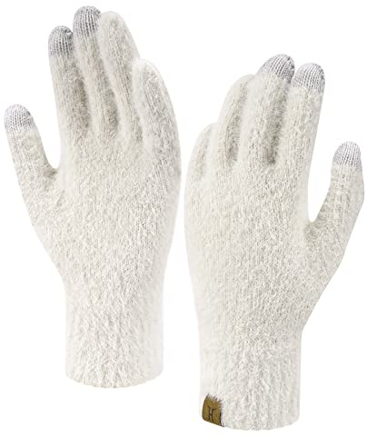 ZASFOU Damen Winter Touchscreen Handschuhe Nerzsamtimitat Elastische Warme Winterhandschuhe für kaltes Wetter