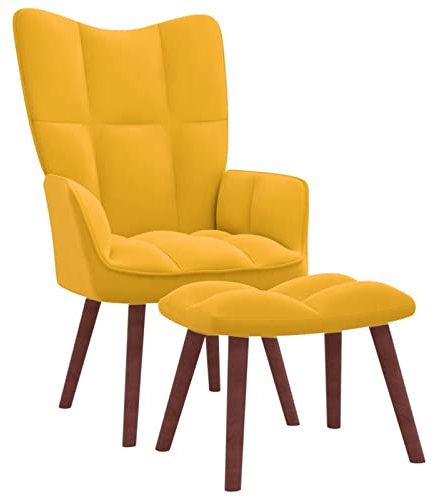 Gecheer Relaxsessel mit Hocker Fernsehsessel Sessel Polsterstuhl Stuhl Relaxstuhl Polstersessel Armsessel Ohrensessel Wohnzimmer Samt Senfgelb