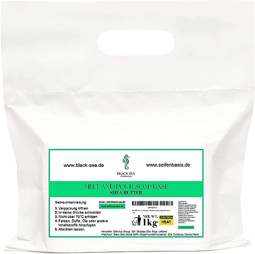 BLACK SEA · Germany ·1 kg BIO Sheabutter (Organic) Seife zum Seifengießen Rohseife Soap Base Seifenbasis (SLS frei)