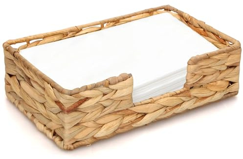 Gtencemen Servilletero de jacinto de agua para baño, servilleteros de ratán, servilleteros de cóctel, servilleteros de casa de campo para cocina, cesta de mimbre, soporte tejido para toallas de